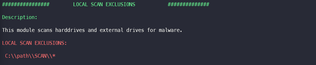 Local Malware Scan Module Exclusion